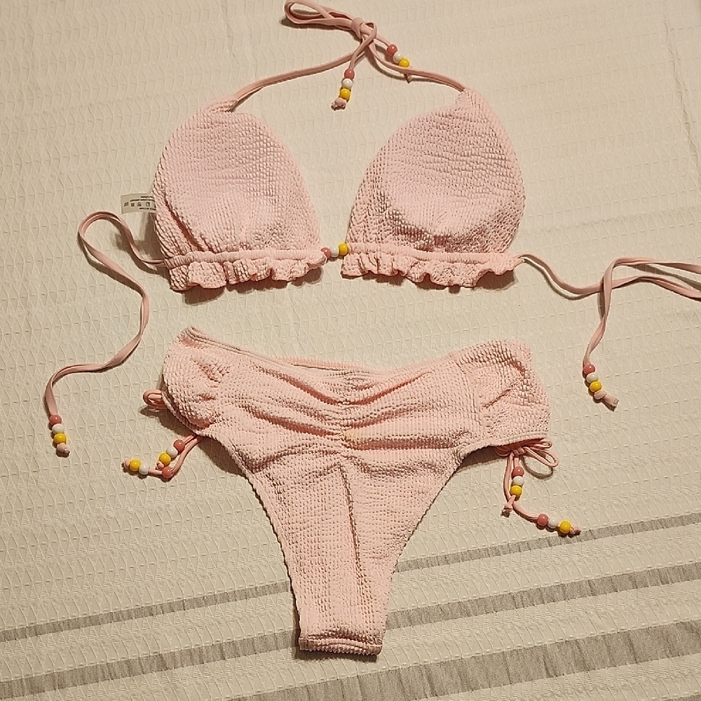 Pink Crochet Bikini Set - Picture 2 of 4